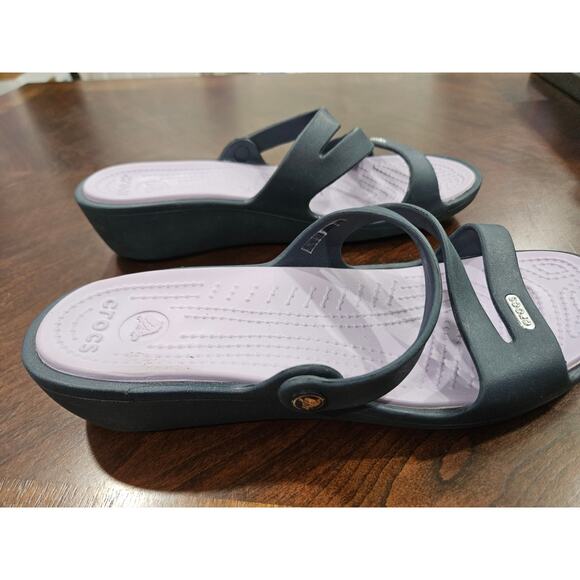 Womens Crocs Rhonda Wedge Grey and Purple size 10 - Picture 6 of 7